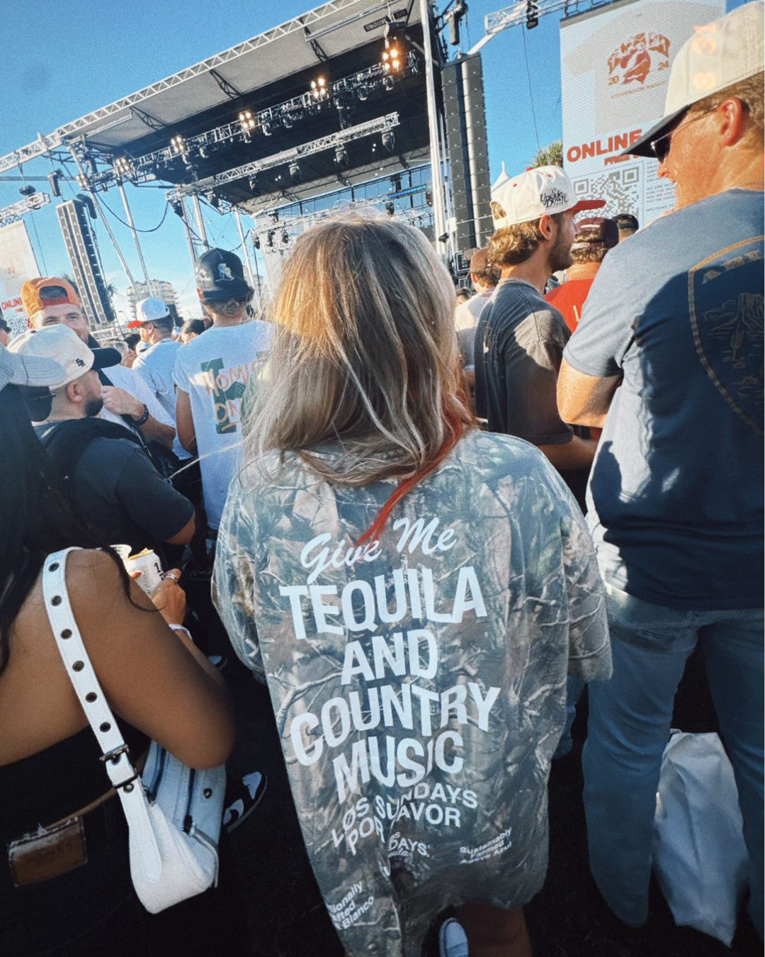 The Tequila & Country Music Tee - Camo/White